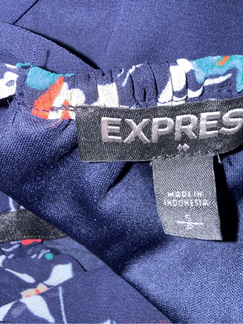 Express Floral Halter MaxiDress NavyBlue Caged Waist Cut Out Sexy Festival Small - Picture 8 of 9